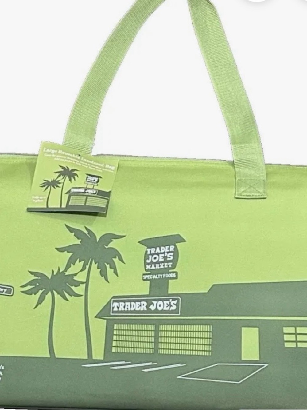 Trader Joe's Large Green Insulated Reusable Tote Bag